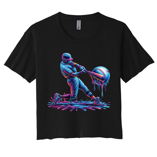 Ice Cream Drip Baseball Bat Baseball Player Crop Top