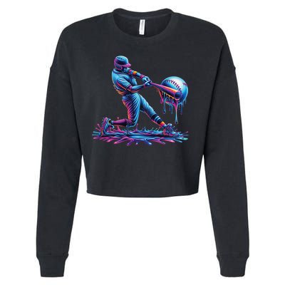 Ice Cream Drip Baseball Bat Baseball Player Cropped Pullover Crew