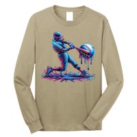 Ice Cream Drip Baseball Bat Baseball Player Long Sleeve Shirt