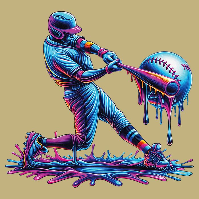 Ice Cream Drip Baseball Bat Baseball Player Long Sleeve Shirt
