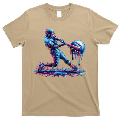 Ice Cream Drip Baseball Bat Baseball Player T-Shirt