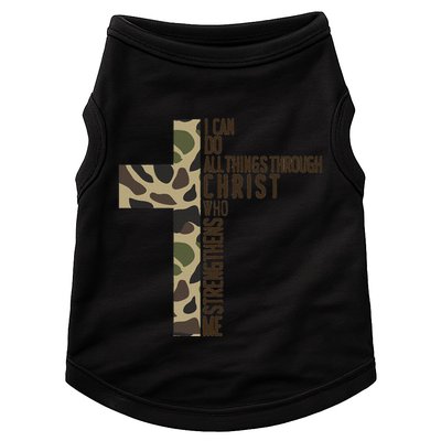 I Can Do All Things Through Christ Who Strengthens Me Camo Doggie Tank