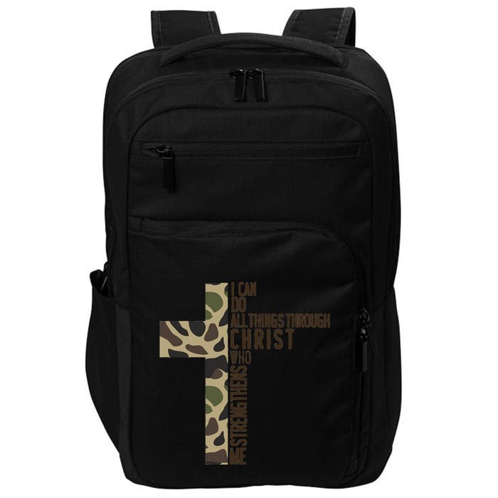 I Can Do All Things Through Christ Who Strengthens Me Camo Impact Tech Backpack