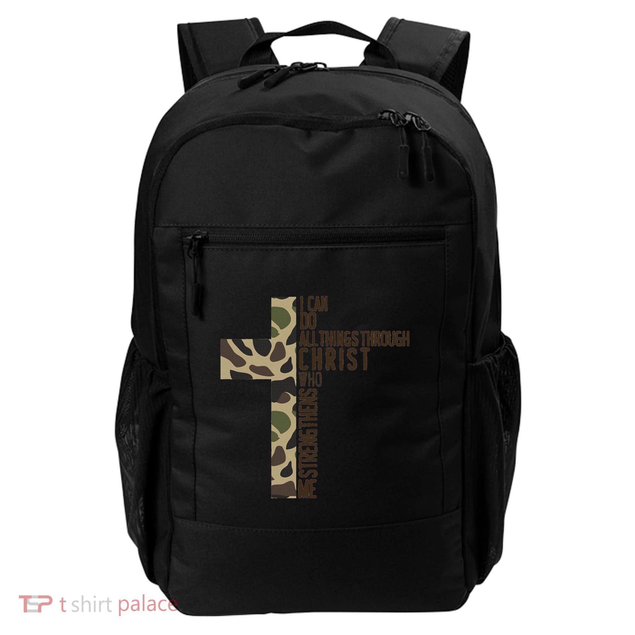 I Can Do All Things Through Christ Who Strengthens Me Camo Backpack