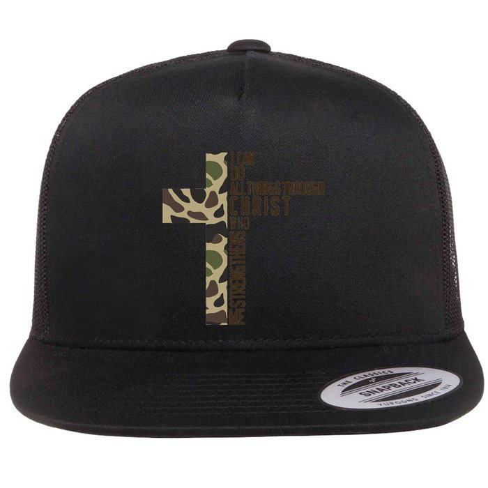 I Can Do All Things Through Christ Who Strengthens Me Camo Flat Bill Trucker Hat