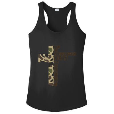 I Can Do All Things Through Christ Who Strengthens Me Camo Ladies PosiCharge Competitor Racerback Tank