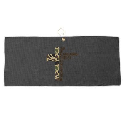 I Can Do All Things Through Christ Who Strengthens Me Camo Large Microfiber Waffle Golf Towel