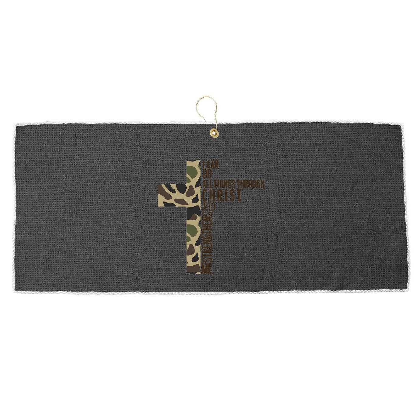 I Can Do All Things Through Christ Who Strengthens Me Camo Large Microfiber Waffle Golf Towel