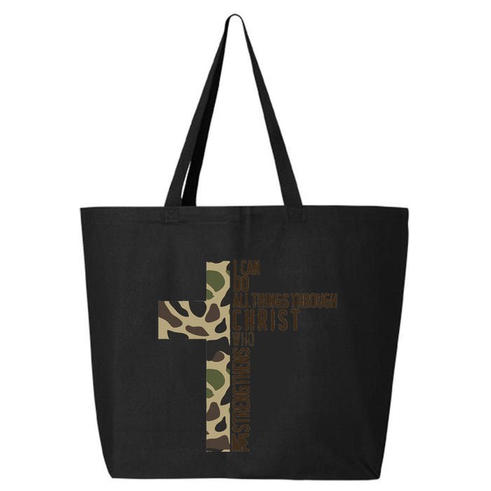 I Can Do All Things Through Christ Who Strengthens Me Camo 25L Jumbo Tote