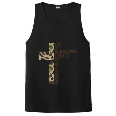 I Can Do All Things Through Christ Who Strengthens Me Camo PosiCharge Competitor Tank