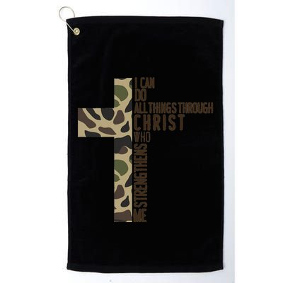 I Can Do All Things Through Christ Who Strengthens Me Camo Golf Towel