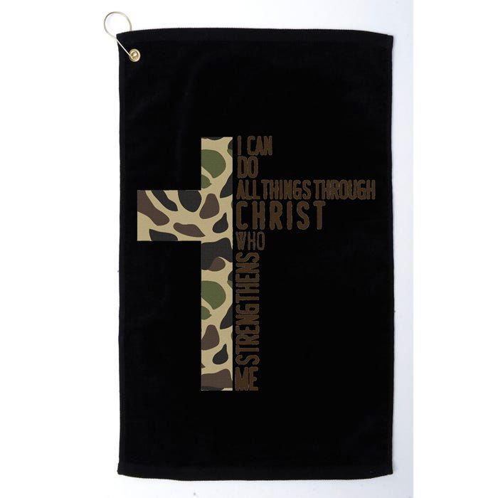 I Can Do All Things Through Christ Who Strengthens Me Camo Golf Towel