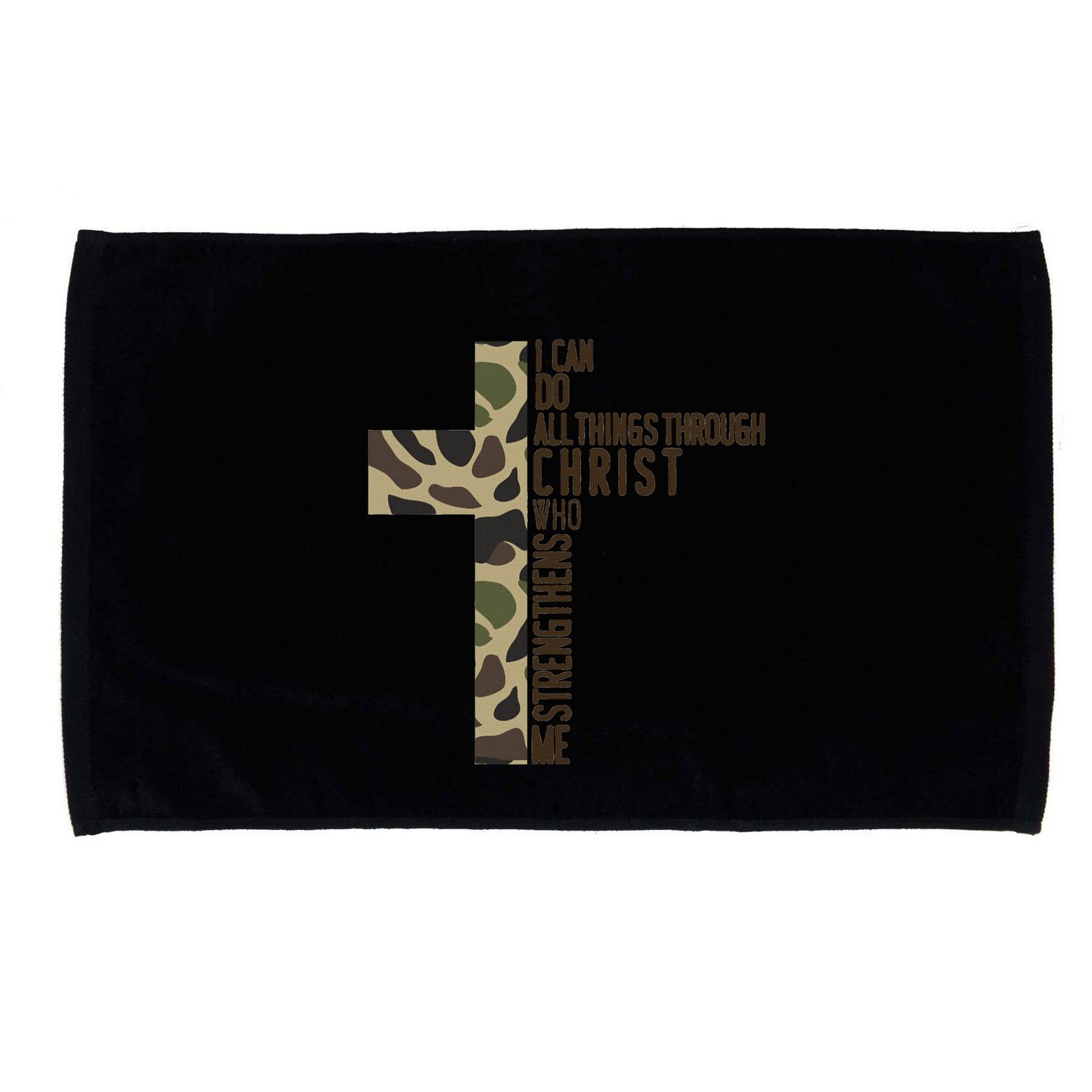 I Can Do All Things Through Christ Who Strengthens Me Camo Microfiber Hand Towel