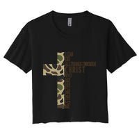 I Can Do All Things Through Christ Who Strengthens Me Camo Crop Top