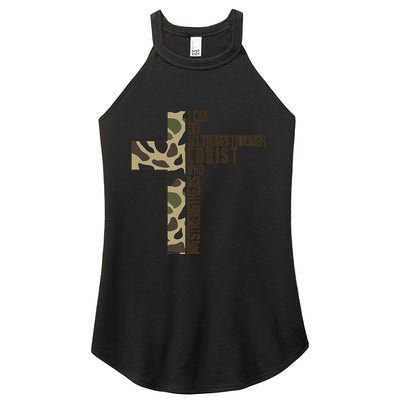 I Can Do All Things Through Christ Who Strengthens Me Camo Women's Perfect Tri Rocker Tank