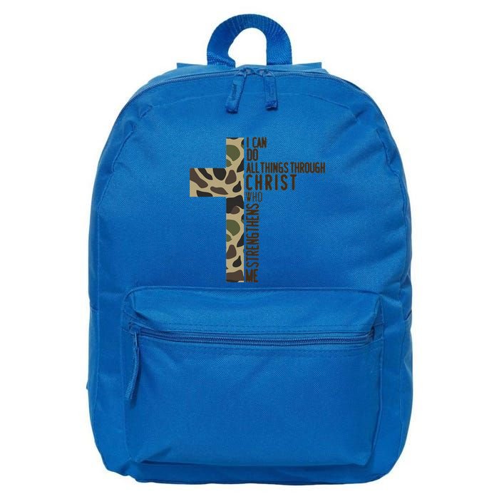 I Can Do All Things Through Christ Who Strengthens Me Camo 16 in Basic Backpack