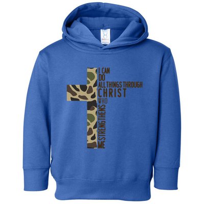I Can Do All Things Through Christ Who Strengthens Me Camo Toddler Hoodie