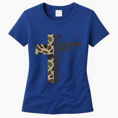 I Can Do All Things Through Christ Who Strengthens Me Camo Womens T-Shirt