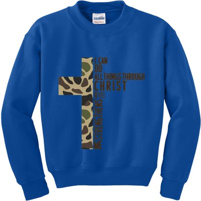 I Can Do All Things Through Christ Who Strengthens Me Camo Kids Sweatshirt