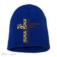 I Can Do All Things Through Christ Who Strengthens Me Camo Short Acrylic Beanie
