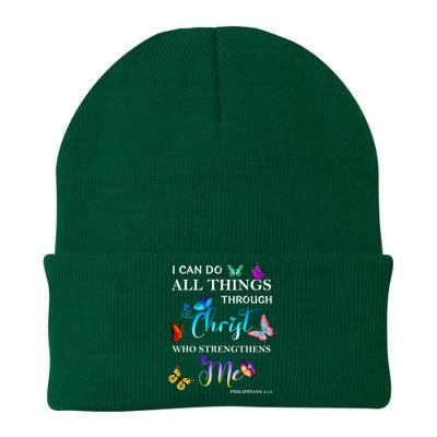 I Can Do All Things Through Christ Butterfly Art Religious Knit Cap Winter Beanie