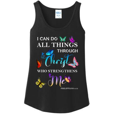 I Can Do All Things Through Christ Butterfly Art Religious Ladies Essential Tank