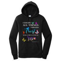 I Can Do All Things Through Christ Butterfly Art Religious Women's Pullover Hoodie