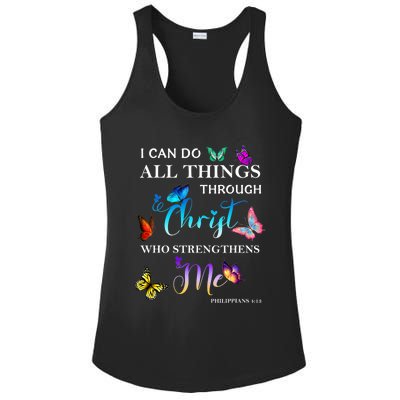 I Can Do All Things Through Christ Butterfly Art Religious Ladies PosiCharge Competitor Racerback Tank