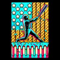 Ice Cream Drip Baseball Stuff Drip For Boy American Flag  Cooling Performance Crew T-Shirt