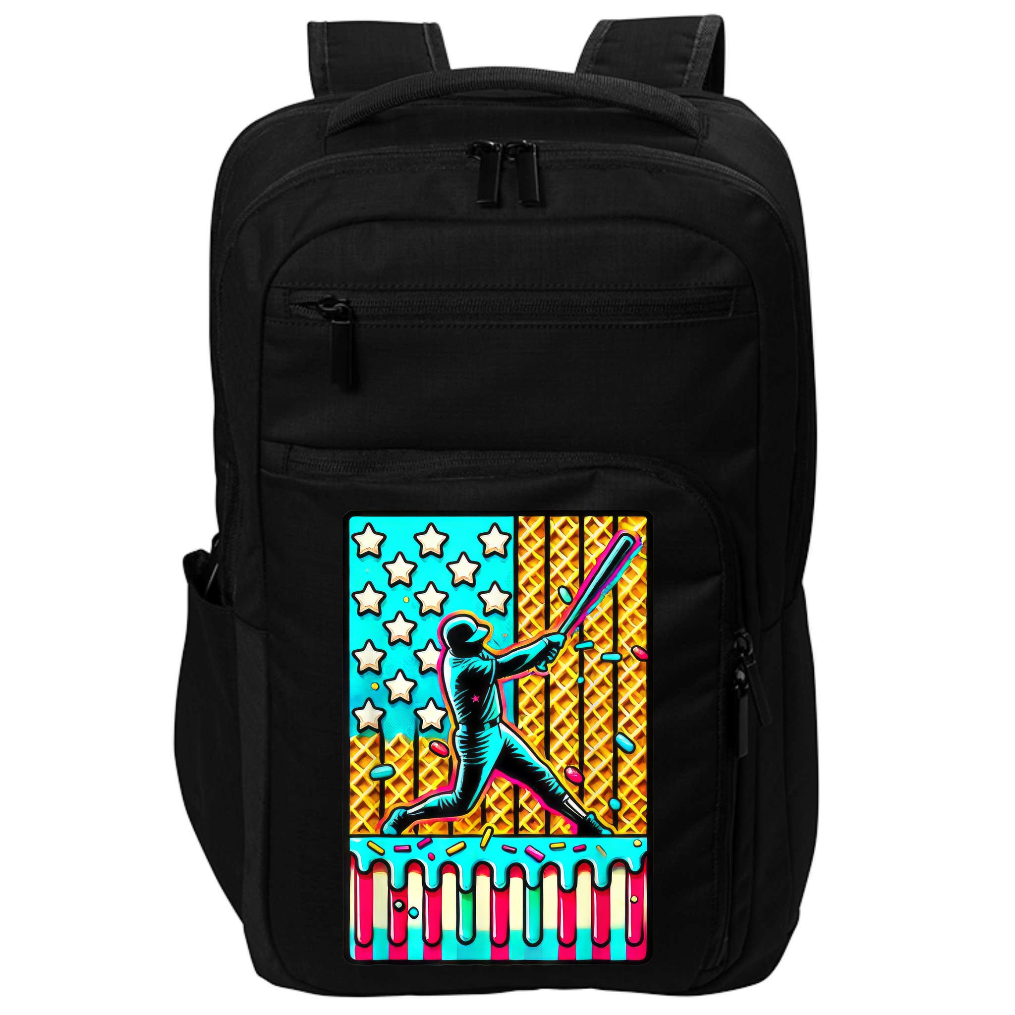 Ice Cream Drip Baseball Stuff Drip For Boy American Flag  Impact Tech Backpack