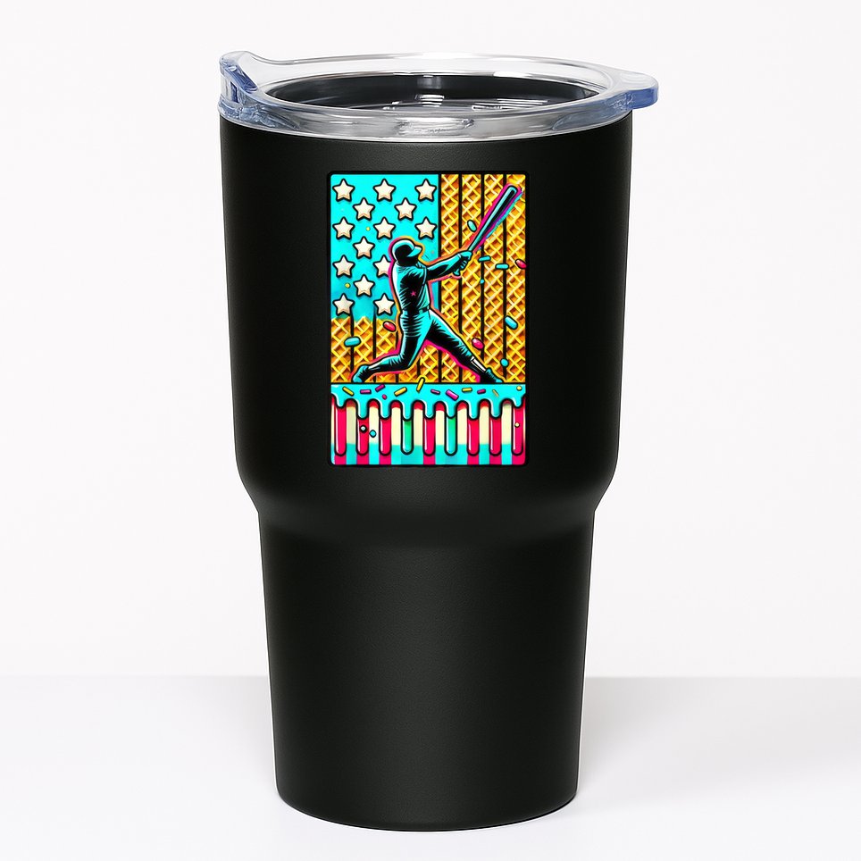 Ice Cream Drip Baseball Stuff Drip For Boy American Flag  Tumbler