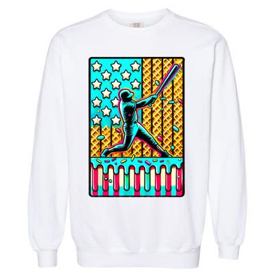 Ice Cream Drip Baseball Stuff Drip For Boy American Flag  Garment-Dyed Sweatshirt