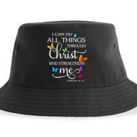 I Can Do All Things Through Christ Who Strengthens Me Butterfly Art Sustainable Bucket Hat