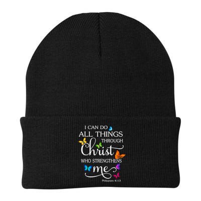 I Can Do All Things Through Christ Who Strengthens Me Butterfly Art Beanie