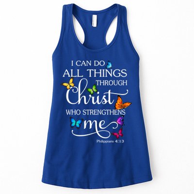 I Can Do All Things Through Christ Who Strengthens Me Butterfly Art Womens Tank Top