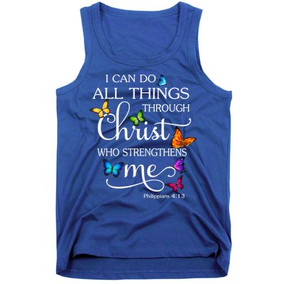 I Can Do All Things Through Christ Who Strengthens Me Butterfly Art Tank Top