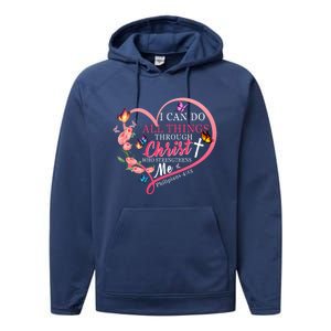 I Can Do All Things Through Christ Butterfly Art Funny Gift Religious Gift Performance Fleece Hoodie