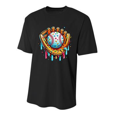 Ice Cream Drip Baseball Stuff Baseball Drip For Youth Performance Sprint T-Shirt