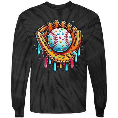 Ice Cream Drip Baseball Stuff Baseball Drip For Tie-Dye Long Sleeve Shirt