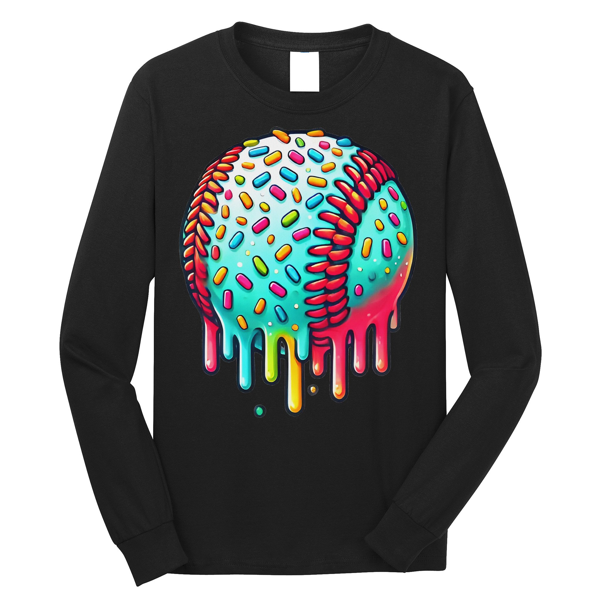 Ice Cream Drip Baseball Stuff Baseball Drip For Long Sleeve Shirt