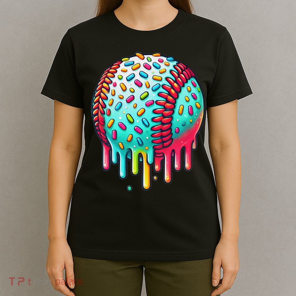 Ice Cream Drip Baseball Stuff Baseball Drip For T-Shirt