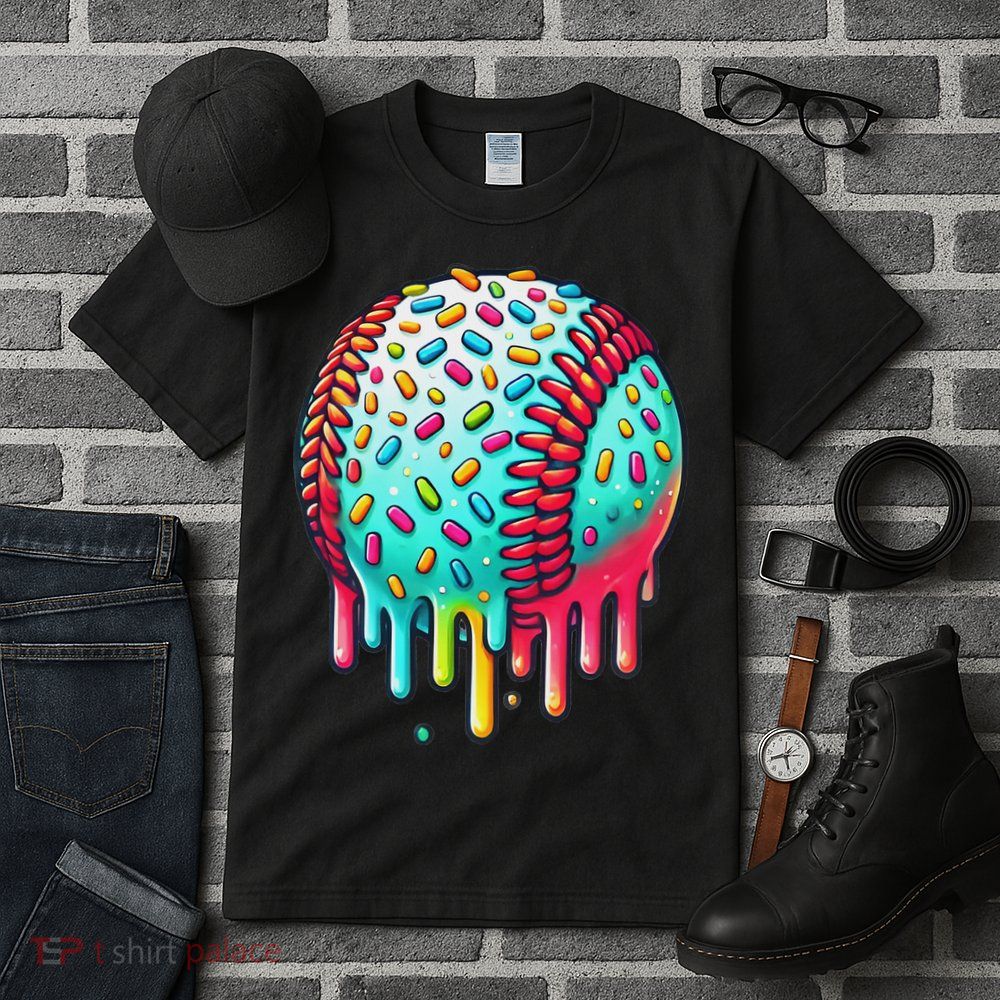 Ice Cream Drip Baseball Stuff Baseball Drip For Tall T-Shirt