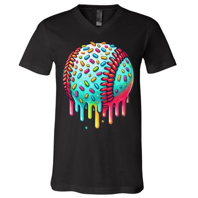 Ice Cream Drip Baseball Stuff Baseball Drip For V-Neck T-Shirt
