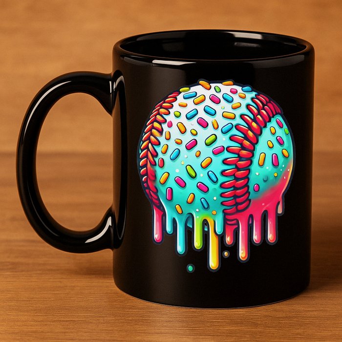 Ice Cream Drip Baseball Stuff Baseball Drip For 11oz C Handle Ceramic Mug