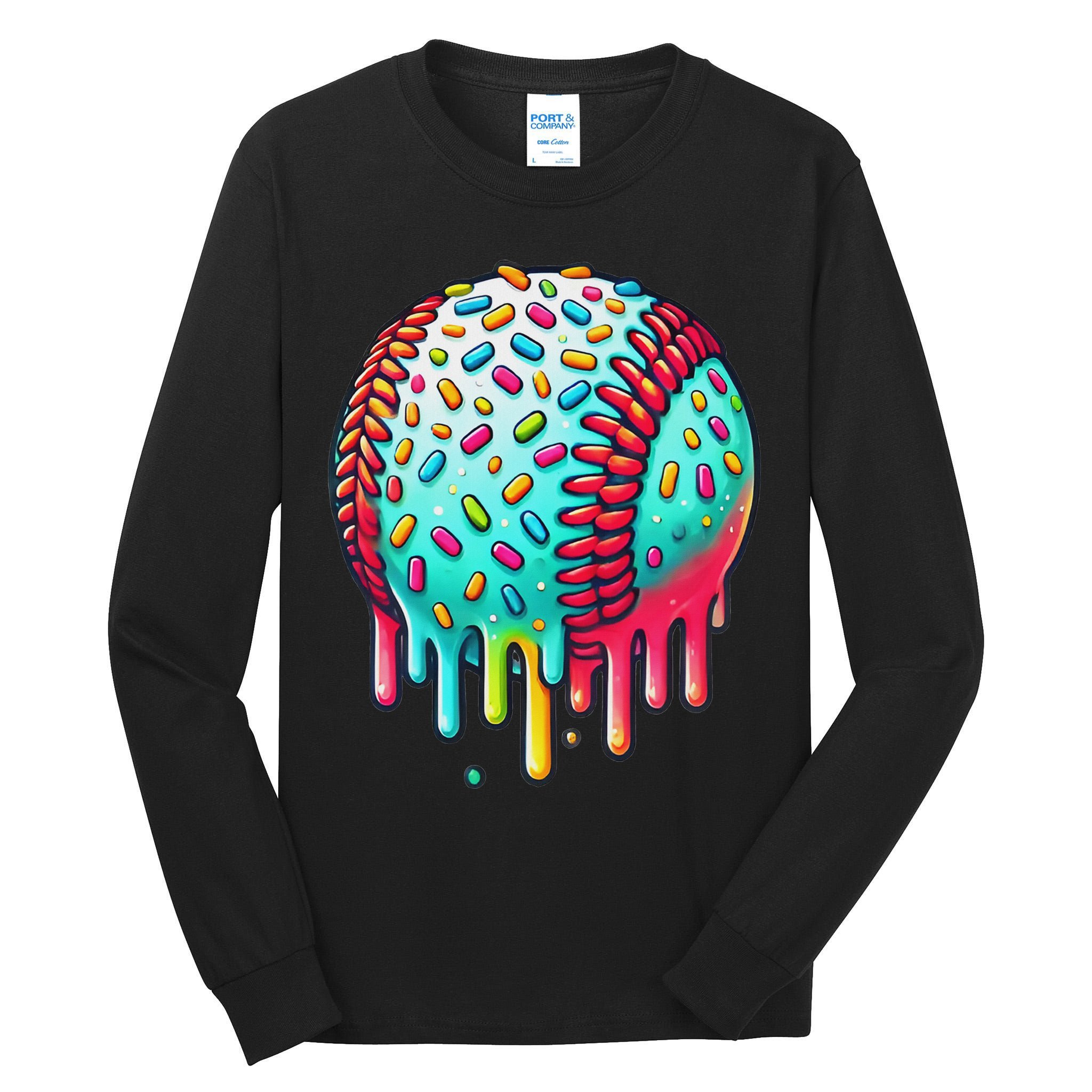 Ice Cream Drip Baseball Stuff Baseball Drip For Tall Long Sleeve T-Shirt