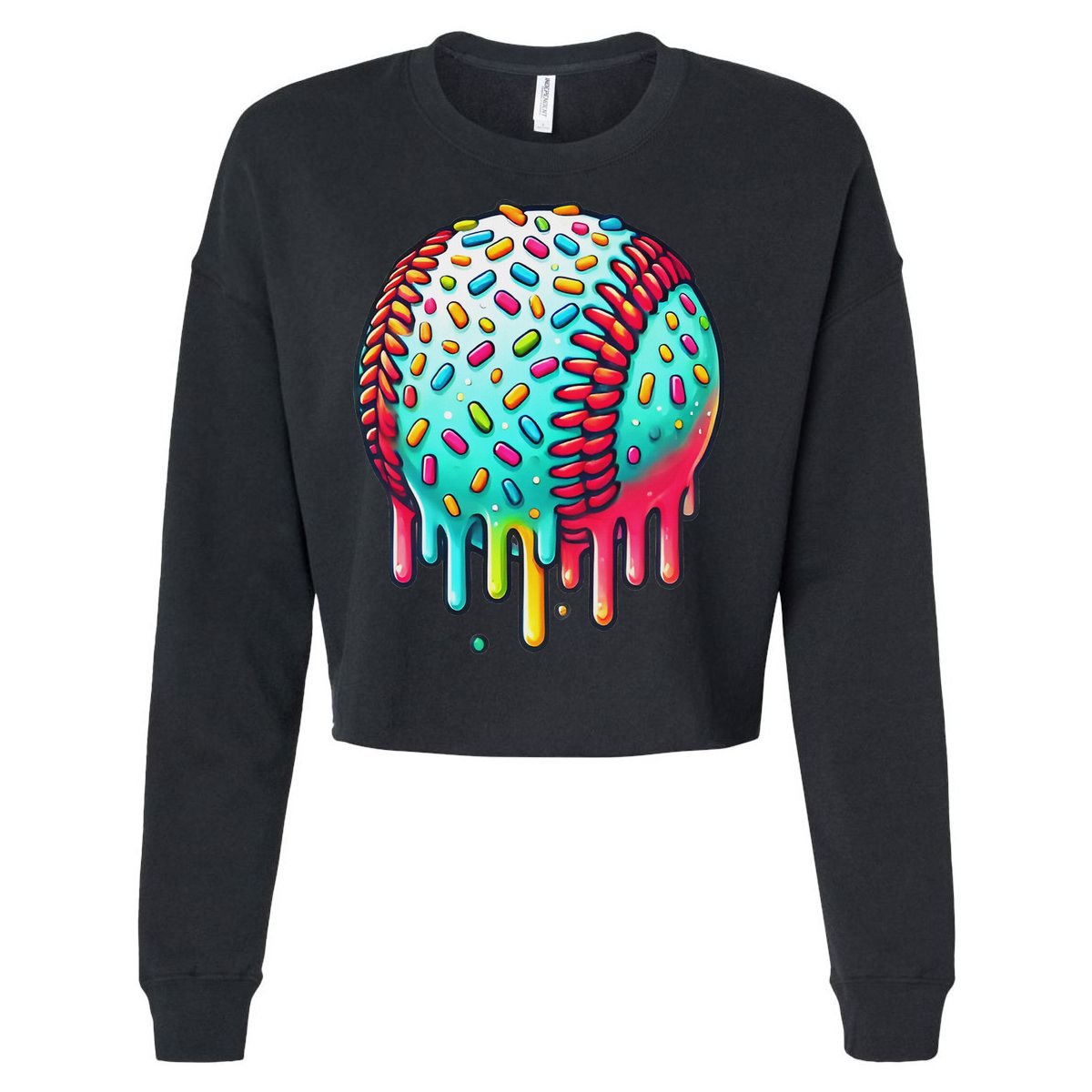 Ice Cream Drip Baseball Stuff Baseball Drip For Cropped Pullover Crew