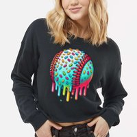 Ice Cream Drip Baseball Stuff Baseball Drip For Cropped Pullover Crew