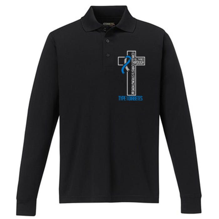 I Can Do Things Jesus Who Strenghtens Me Diabetes Type 1 Performance Long Sleeve Polo