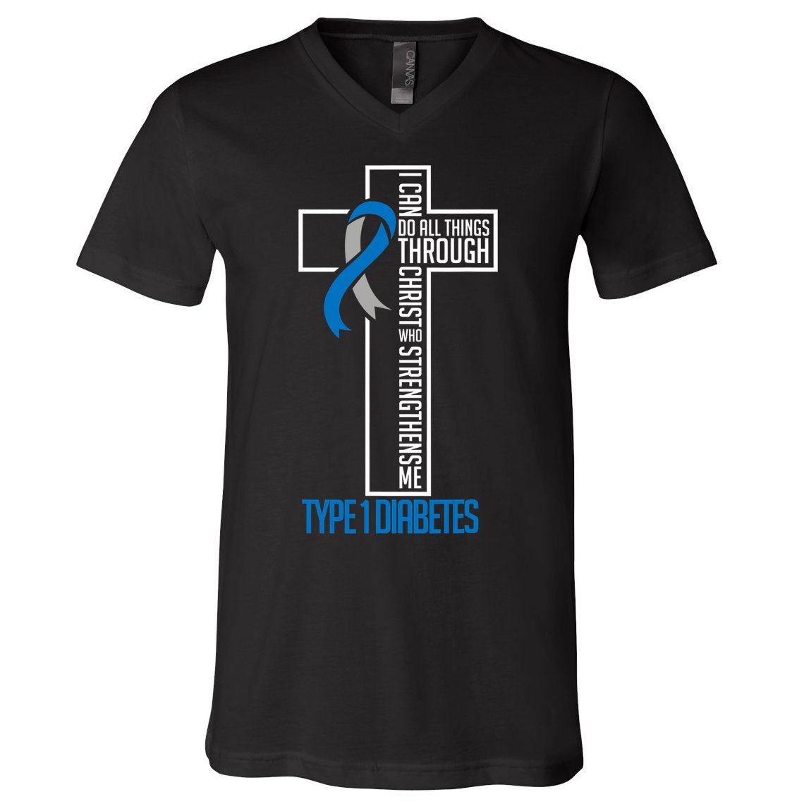 I Can Do Things Jesus Who Strenghtens Me Diabetes Type 1 V-Neck T-Shirt