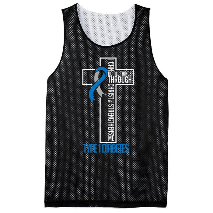 I Can Do Things Jesus Who Strenghtens Me Diabetes Type 1 Mesh Reversible Basketball Jersey Tank